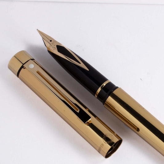 Sheaffer Targa Fountain Pen Model 1020, Imperial Brass, 14K inlaid nib  Ozark Pen Shop   