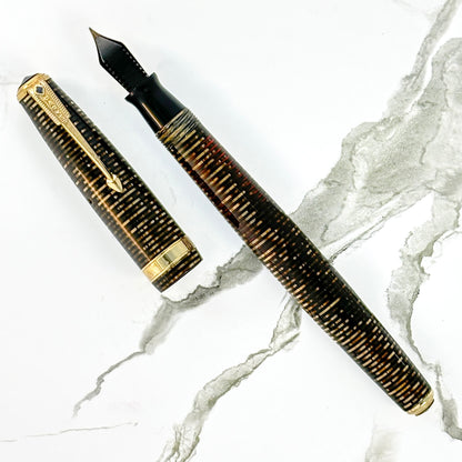 Parker Vacumatic Major; Golden Pearl with Double Jewel