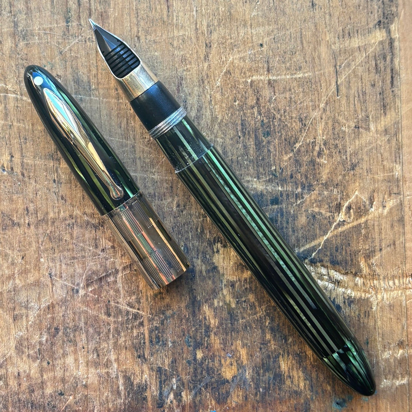 Sheaffer Triumph Vac-fil, Marine Green, Extra-wide cap Band