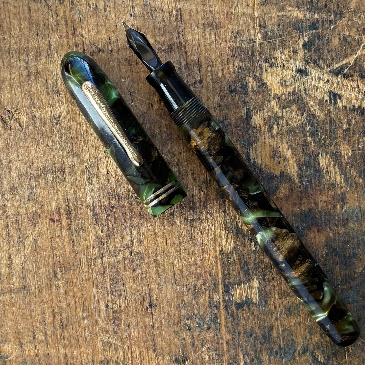 Conklin Fountain Pen, Bronze-Green, Lever-Filler, Restored