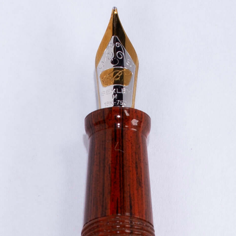 Bexley Jim Gaston Bulls and Bears Fountain Pen Set, Woodgrain Hard rubber Numbered Set, #22 of 100, 18K Gold Medium nibs