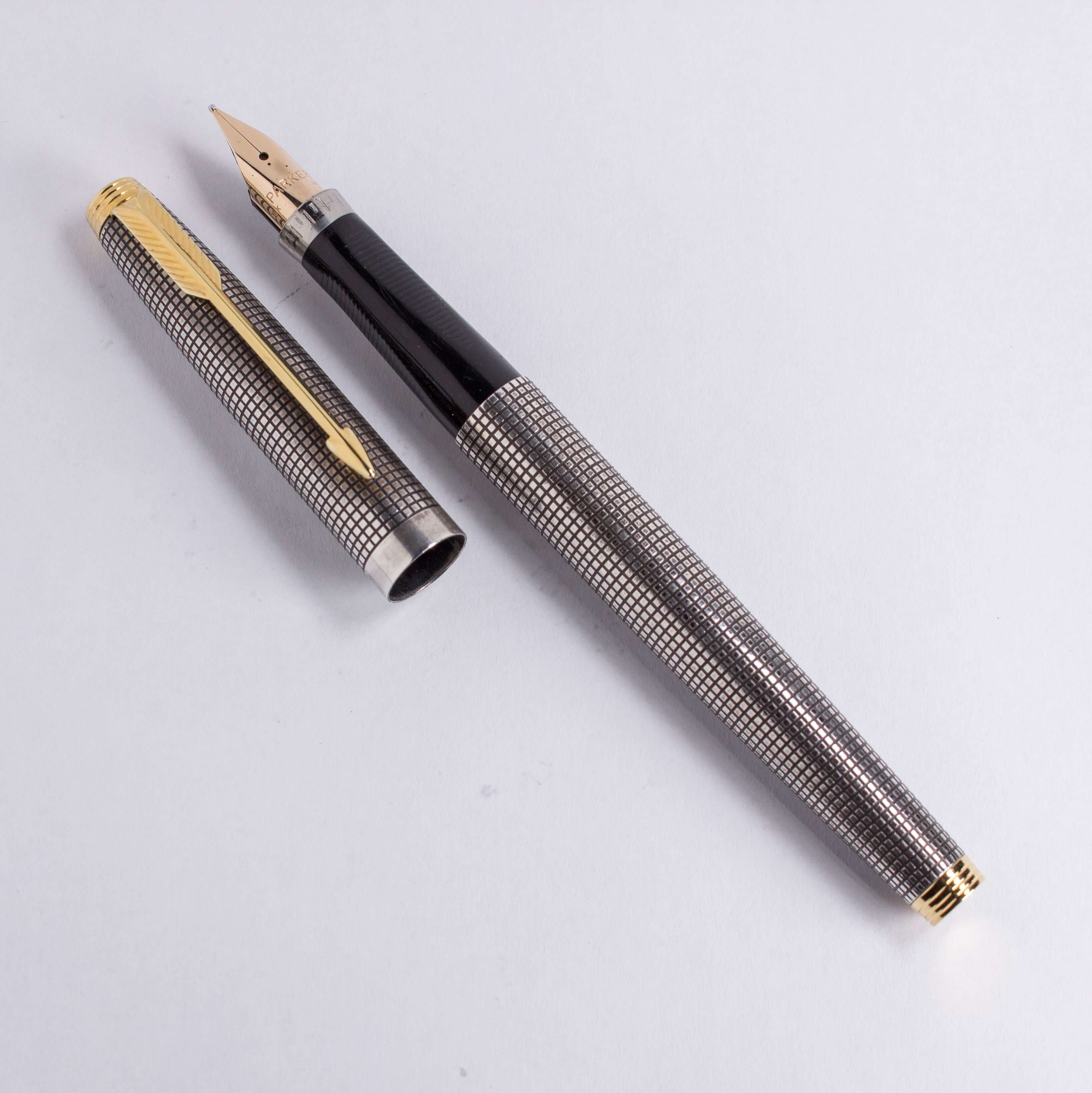 Restored Parker 75, Sterling Silver Ciselé, Medium 14K nib .66, Made in  U.S.A.