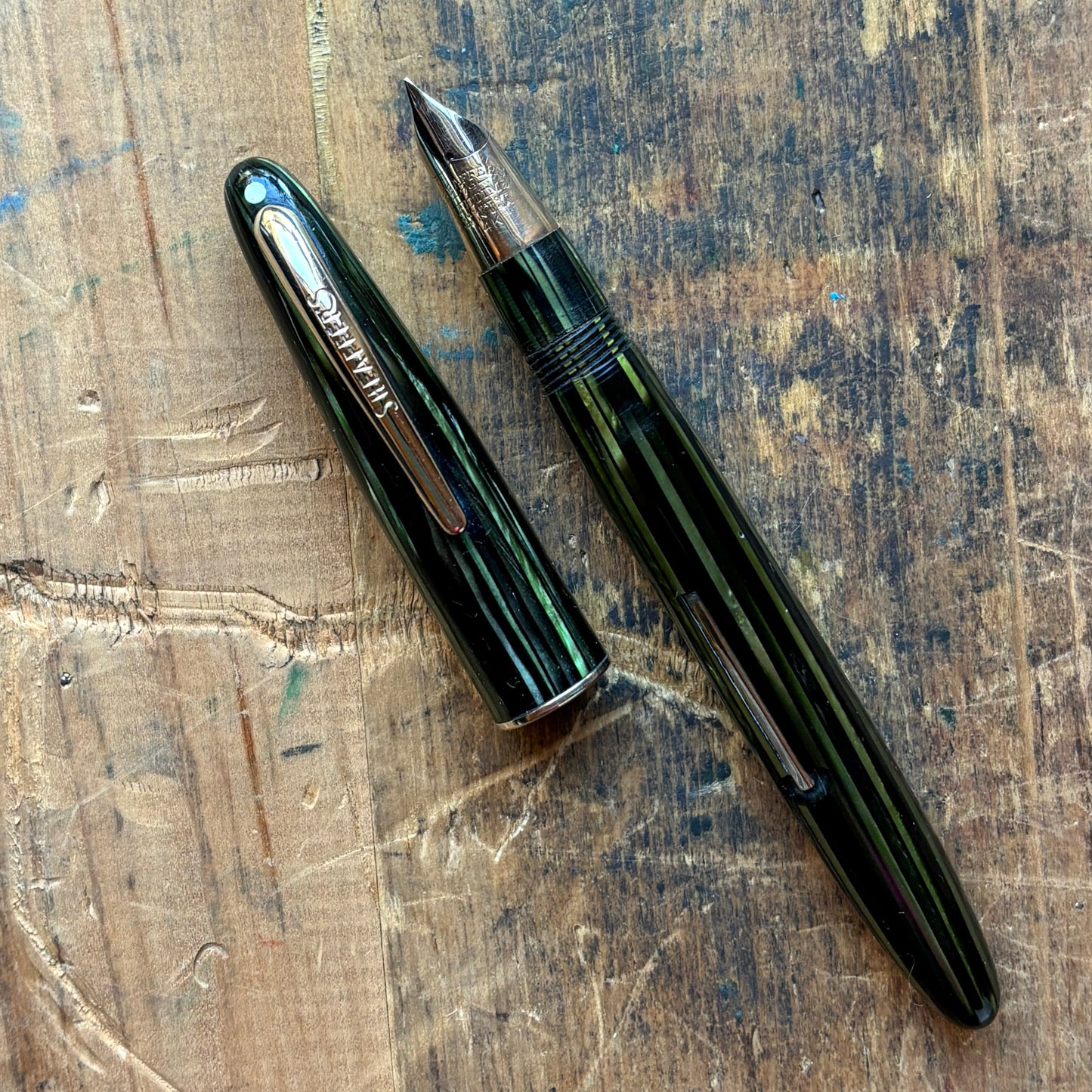 Sheaffer Triumph Sovereign II 875, Marine Green, Wire Band, Lever-Fill