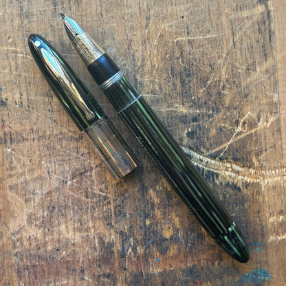 Sheaffer Triumph Vac-fil, Marine Green, Extra-wide cap Band