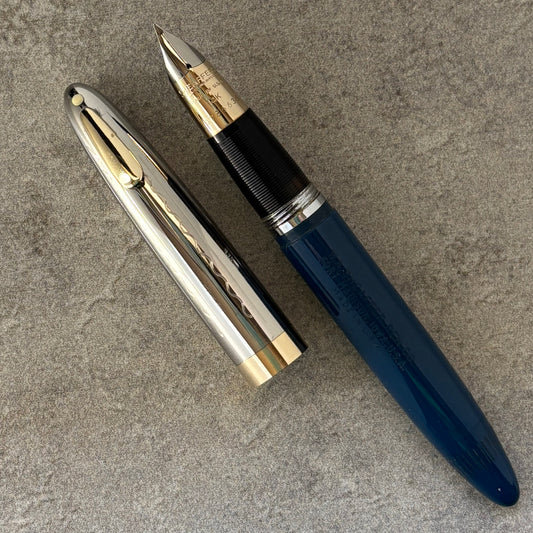 Sheaffer Sentinel Tuckaway, Restored Touchdown Filler, Two-tone Nib, Persian Blue with Two-tone Cap