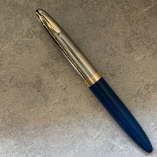 Sheaffer Sentinel Tuckaway, Restored Touchdown Filler, Two-tone Nib, Persian Blue with Two-tone Cap