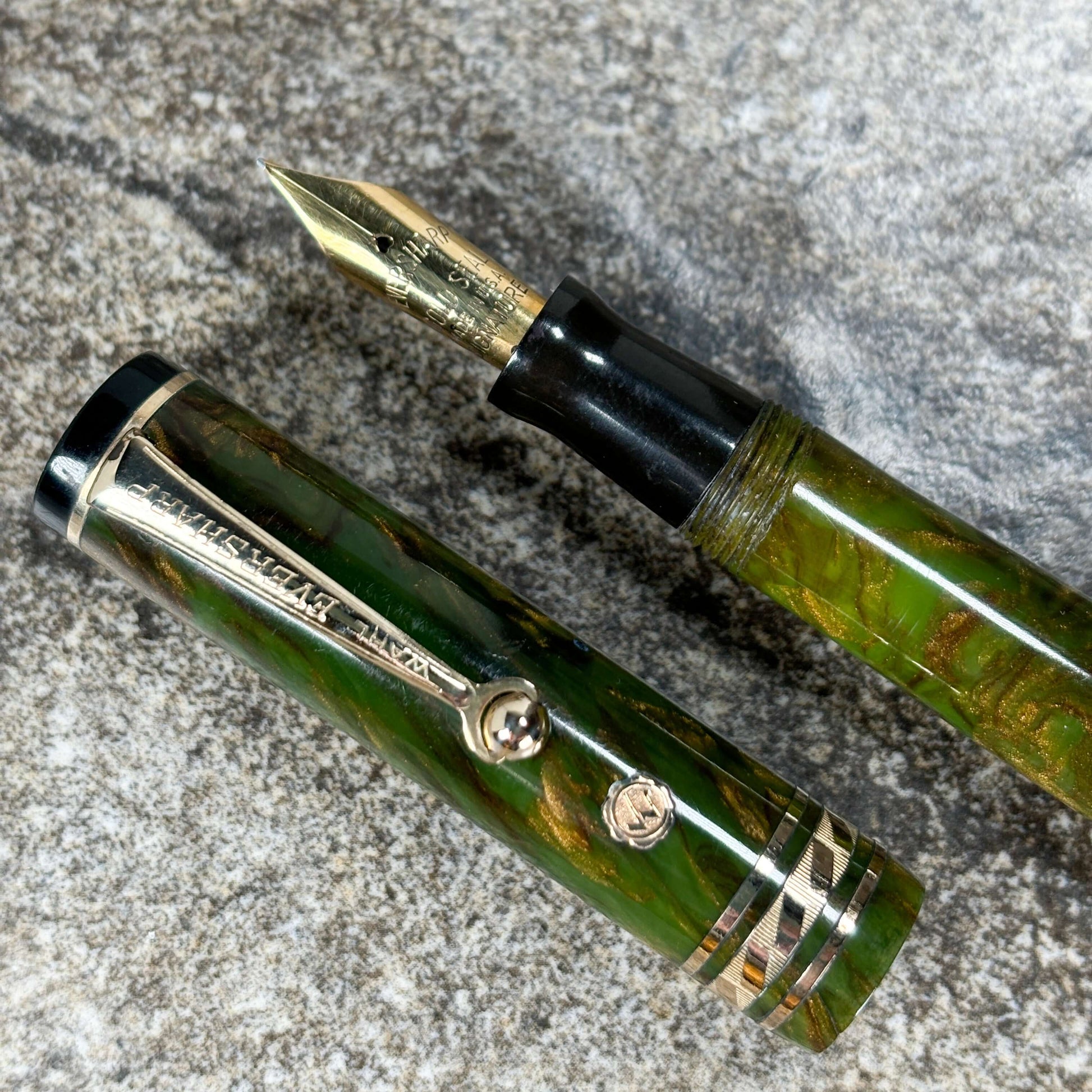 Wahl-Eversharp Gold Seal Fountain Pen, JR size- 4 3/4, Roller Clip, Brazilian Green, Medium Gold Seal Nib  Ozark Pen Shop   