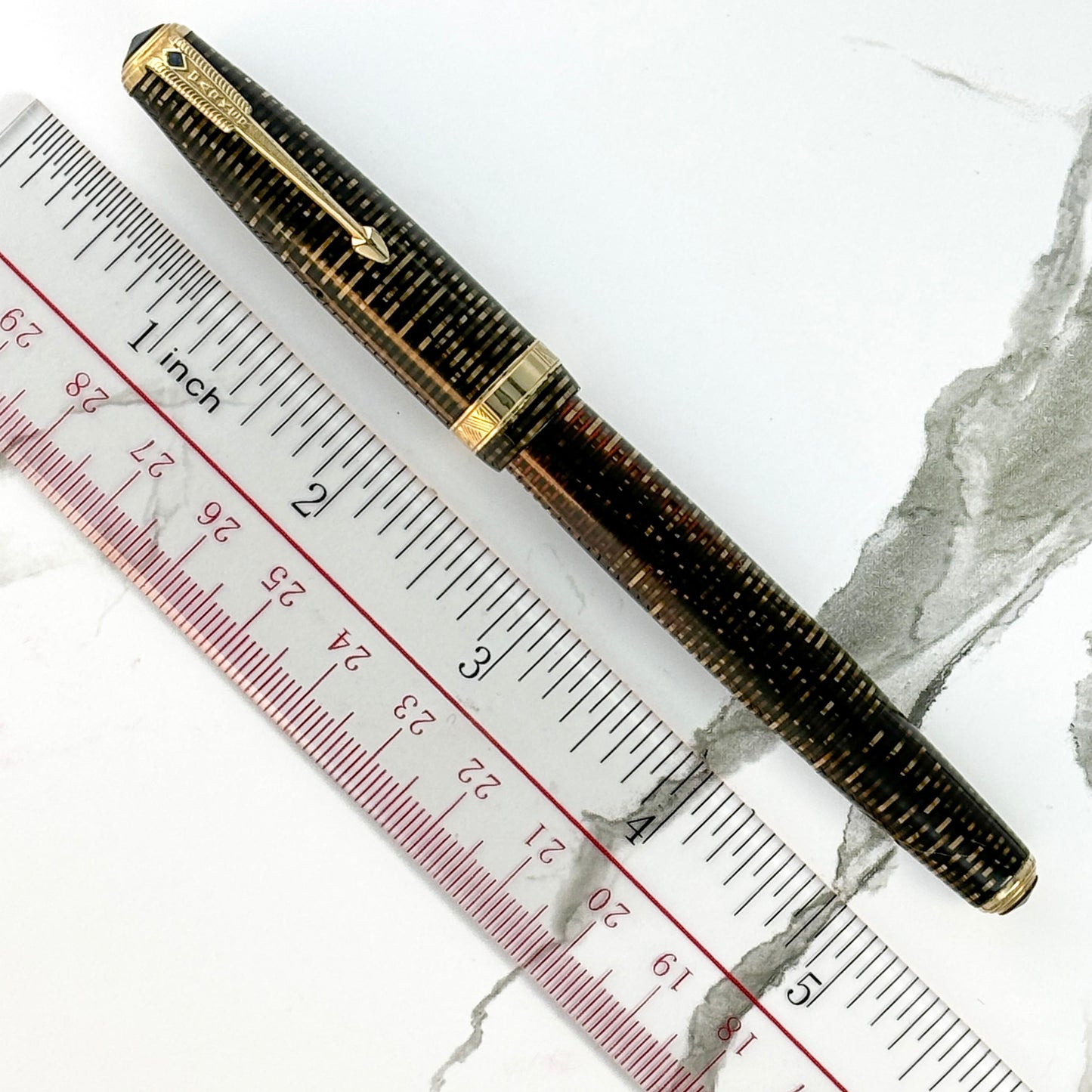 Parker Vacumatic Major; Golden Pearl with Double Jewel