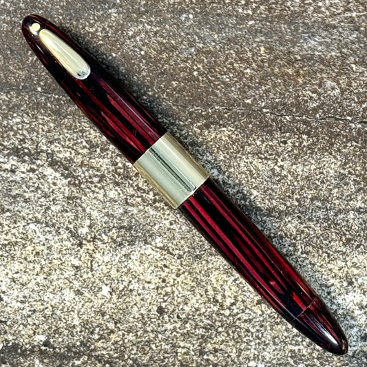 Sheaffer Tuckaway Vintage Vac-Fil, Carmine Red wth Wide Cap Band