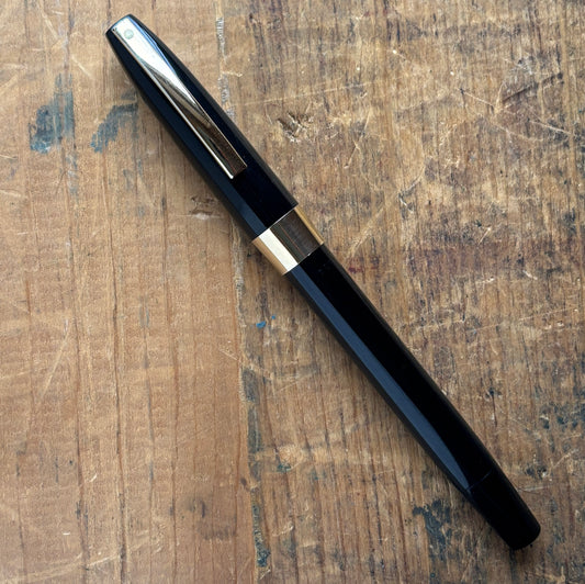 Sheaffer Lifetime Imperial Fountain Pen, Black with Gold-filled Trim 14K Fine inlay nib.