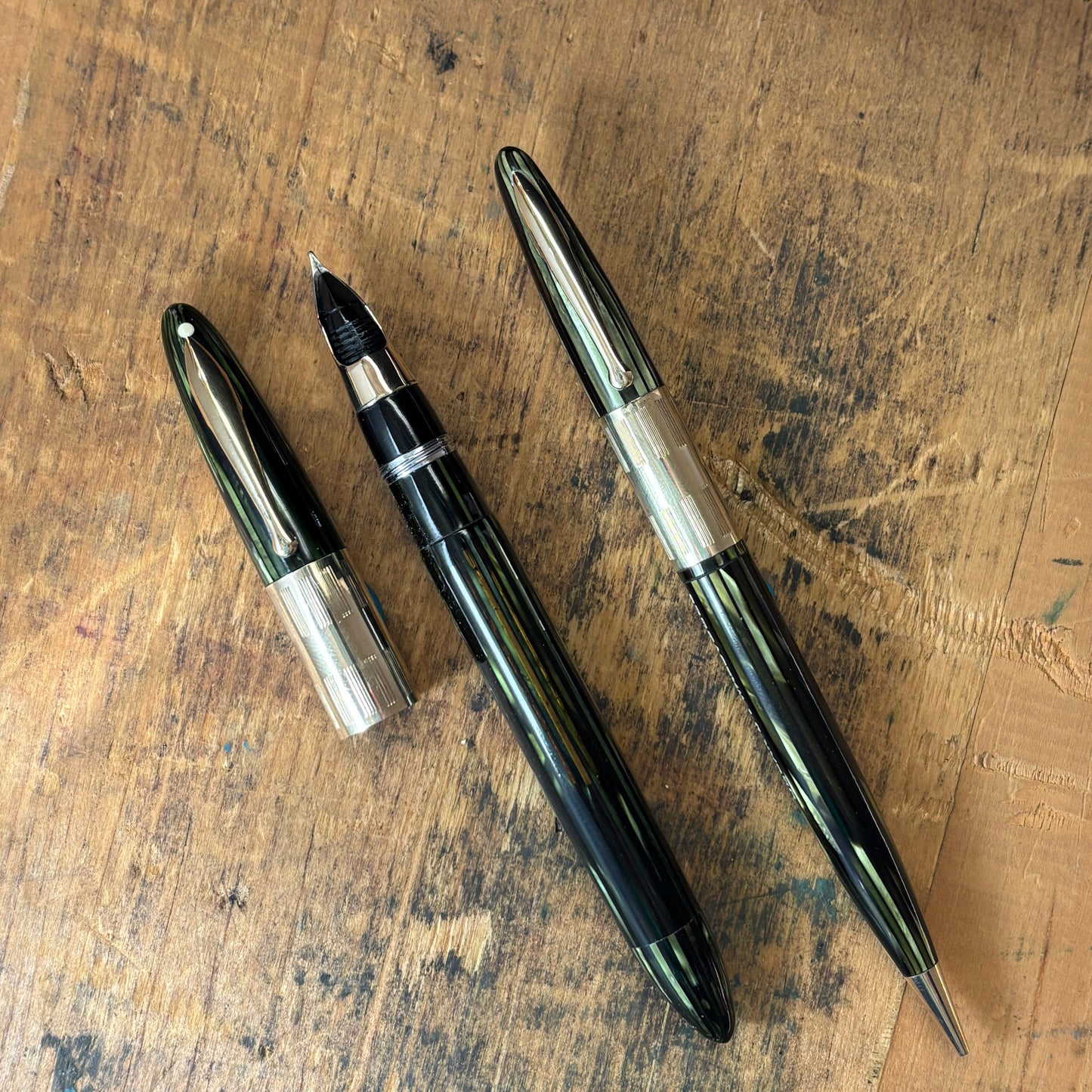 Sheaffer Triumph Vacuum-fil, Marine Green, Pen/Pencil Set