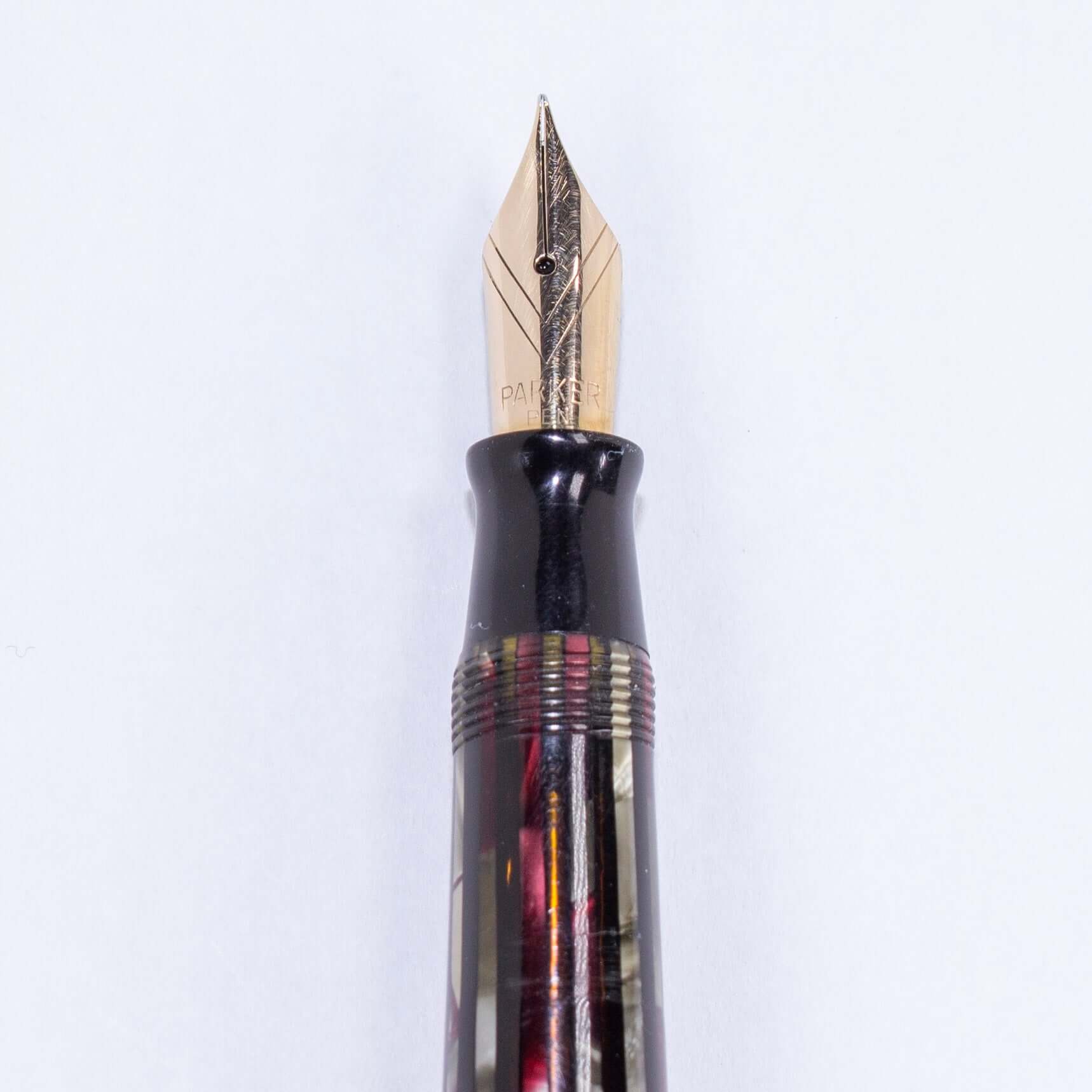 Parker Striped Duofold- Duovac, 14K "V" Nib, Dusty Red, Restored Vintage Fountain Pen  Ozark Pen Shop   