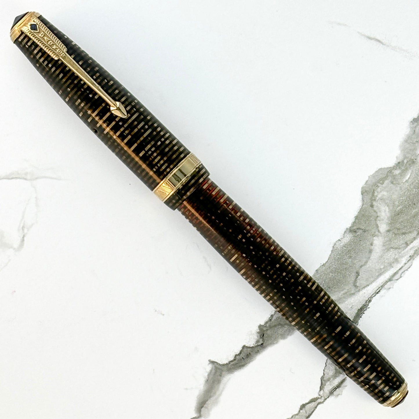 Parker Vacumatic Major; Golden Pearl with Double Jewel