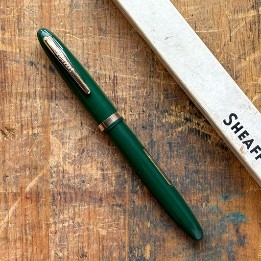 Sheaffer Cadet 23, Green with Gold-filled Trim, Restored Lever-fill