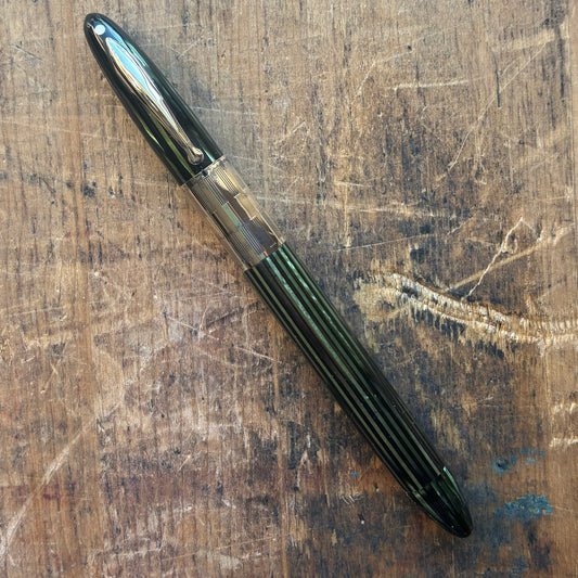 Sheaffer Triumph Vac-fil, Marine Green, Extra-wide cap Band