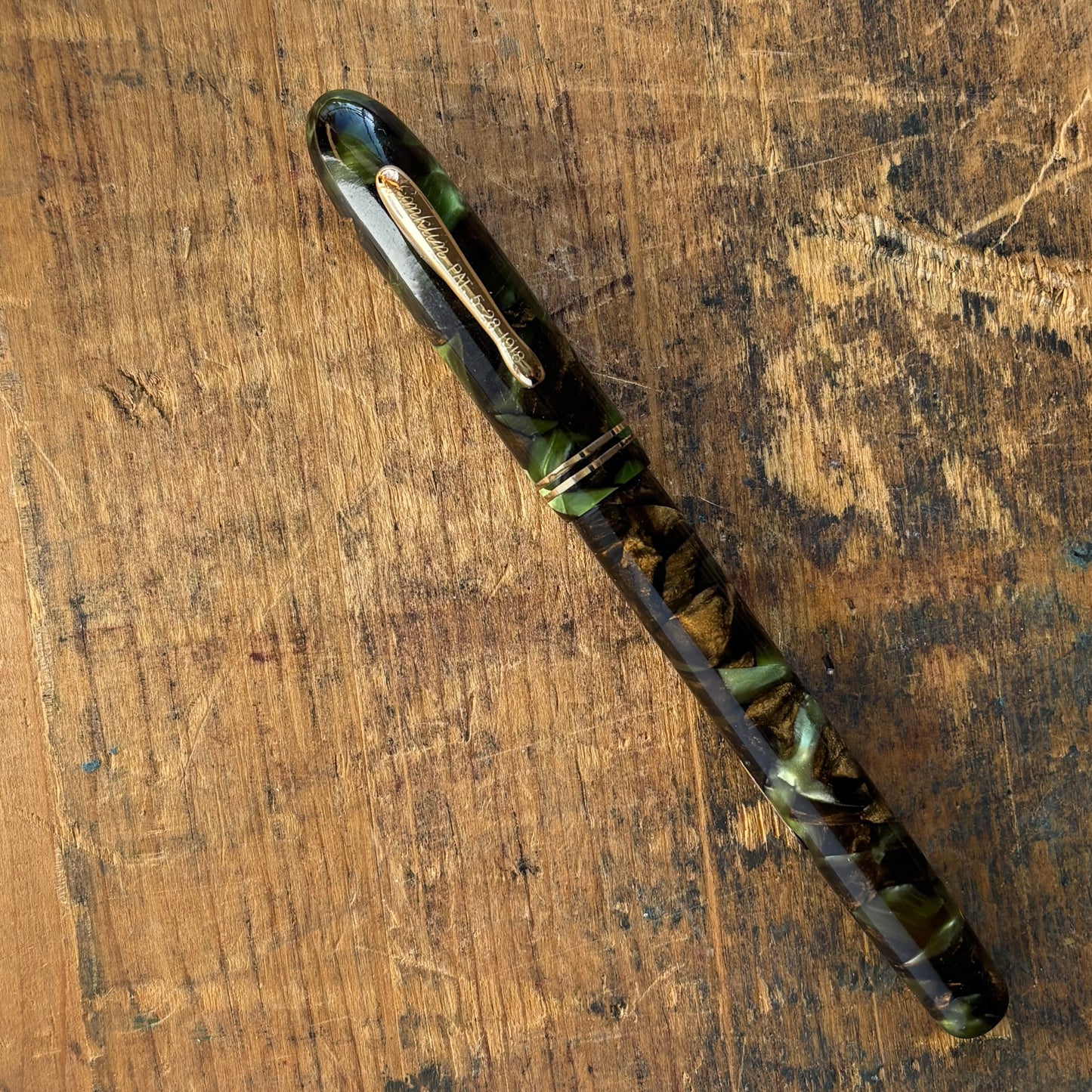 Conklin Fountain Pen, Bronze-Green, Lever-Filler, Restored