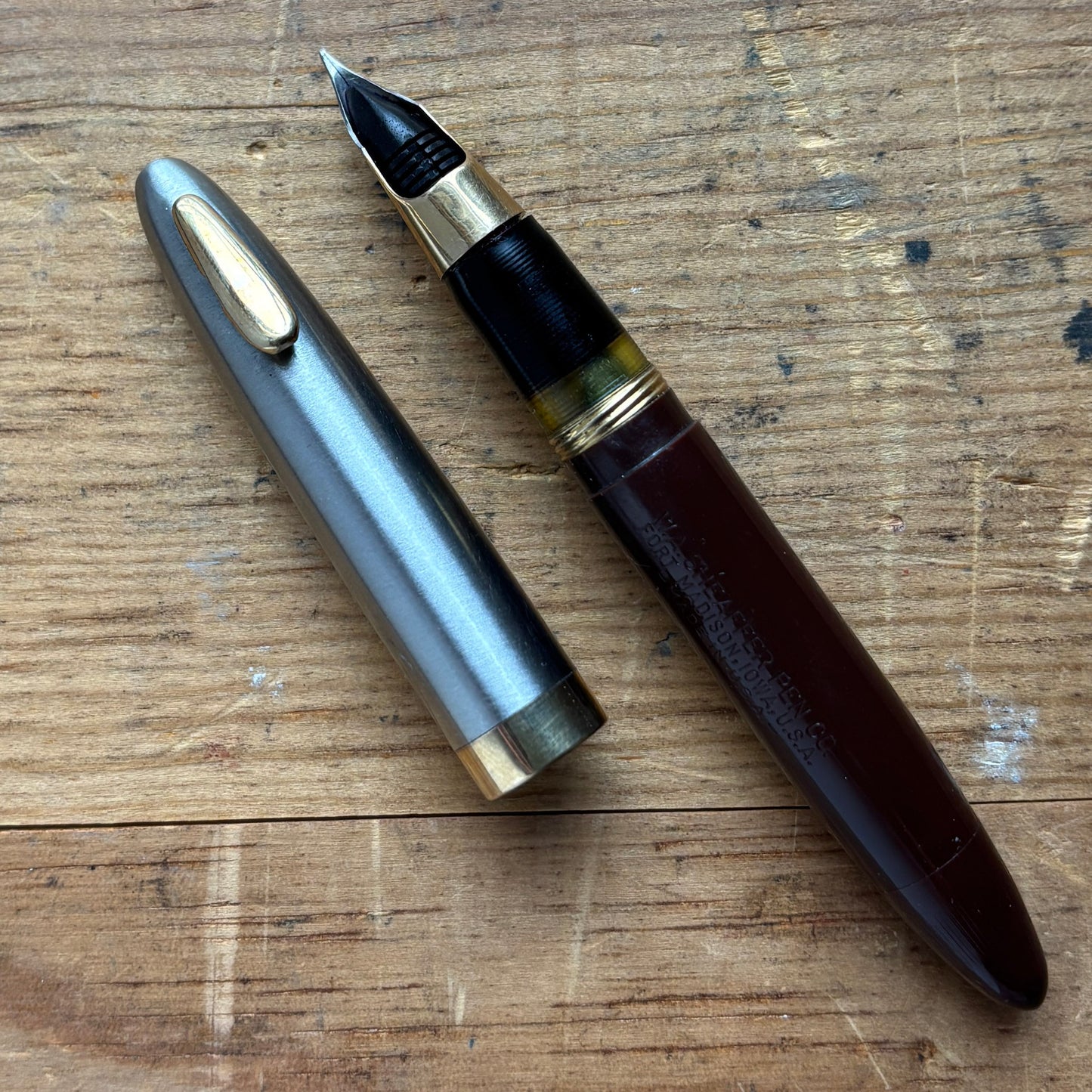 Sheaffer Tuckaway Sentinel, Burnt Umber Brown, Fine Triumph Nib