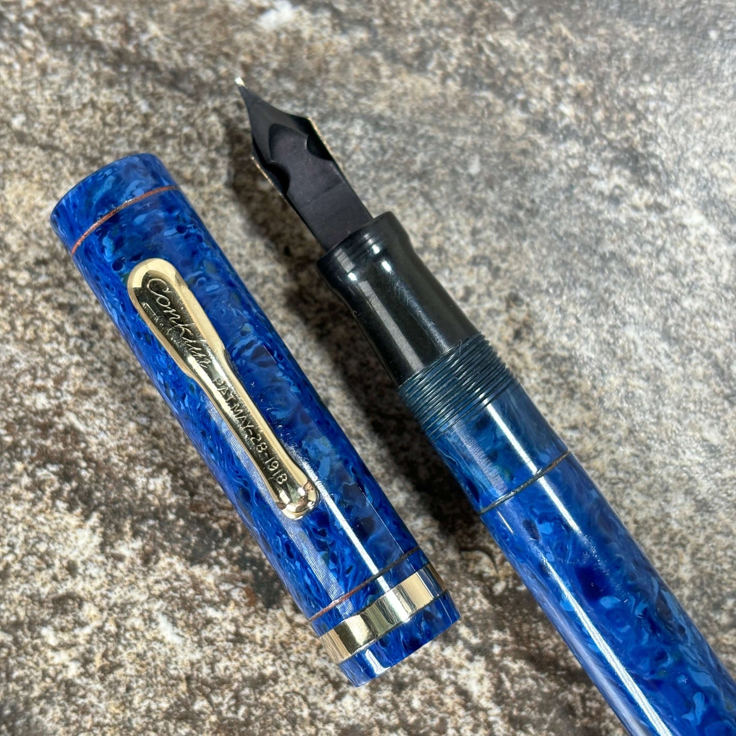 Conklin Endura Imperial, Lapis Blue Lever-Filler, Standard Size. 14K Fine Conklin nib.  Ozark Pen Shop   