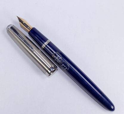 Parker VS Fountain Pen, Royal Blue, Button Filler, Fine 14K Gold Nib, Pen is still stickered.  Ozark Pen Shop   