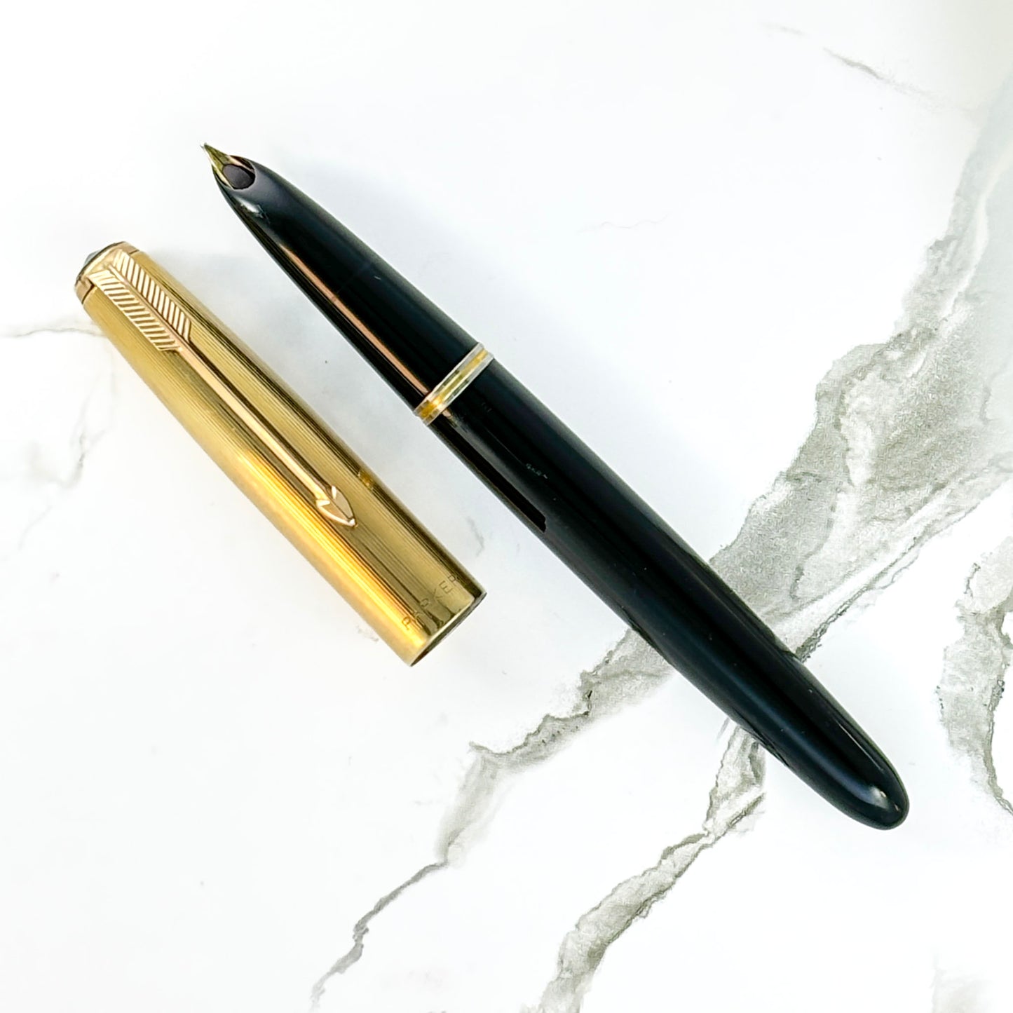 Parker 51 Demi; Black with Gold filled Lined Cap