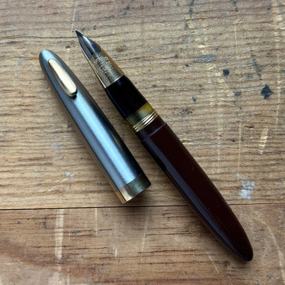 Sheaffer Tuckaway Sentinel, Burnt Umber Brown, Fine Triumph Nib