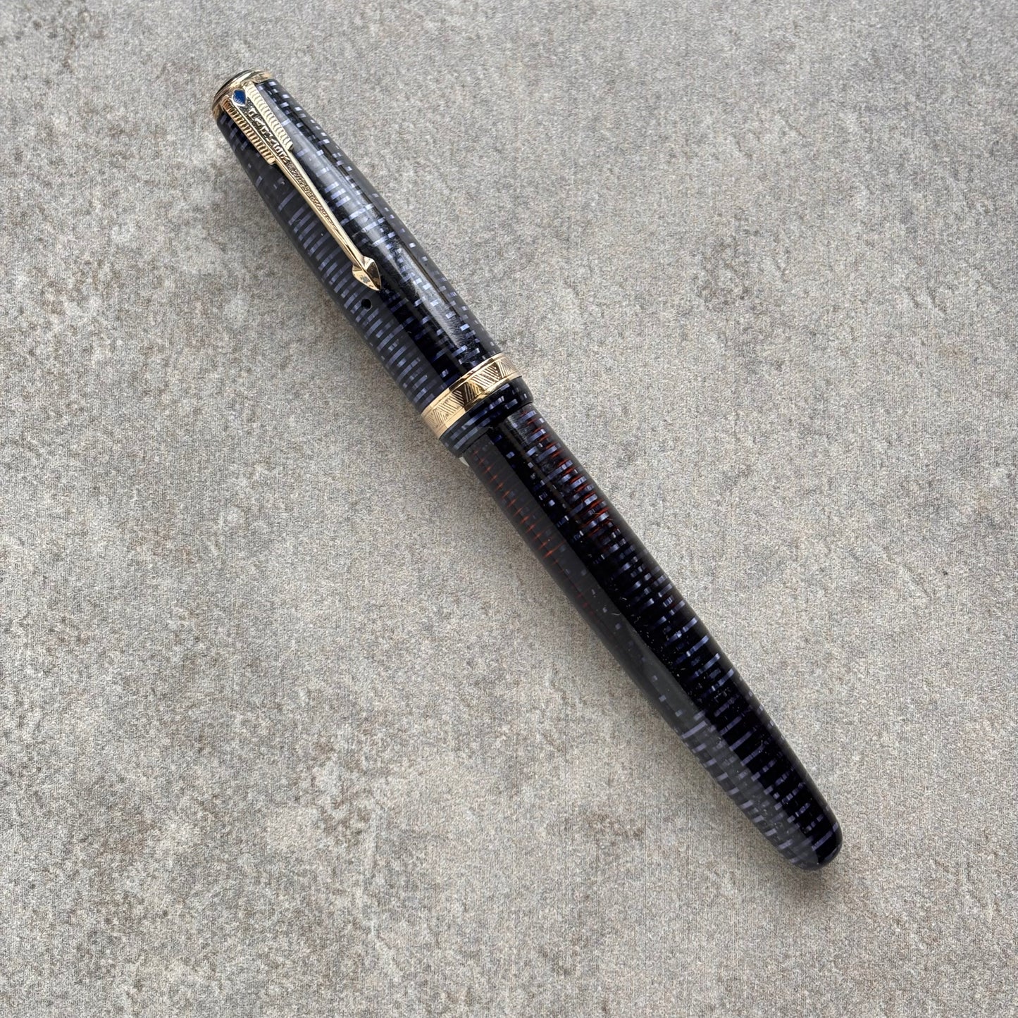 Parker Vacuumatic, Fine 14K Parker Nib, Azure Blue Pearl