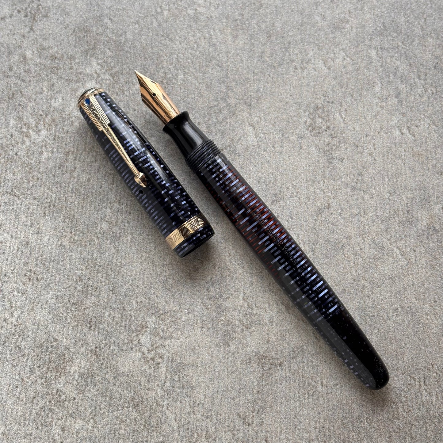Parker Vacuumatic, Fine 14K Parker Nib, Azure Blue Pearl