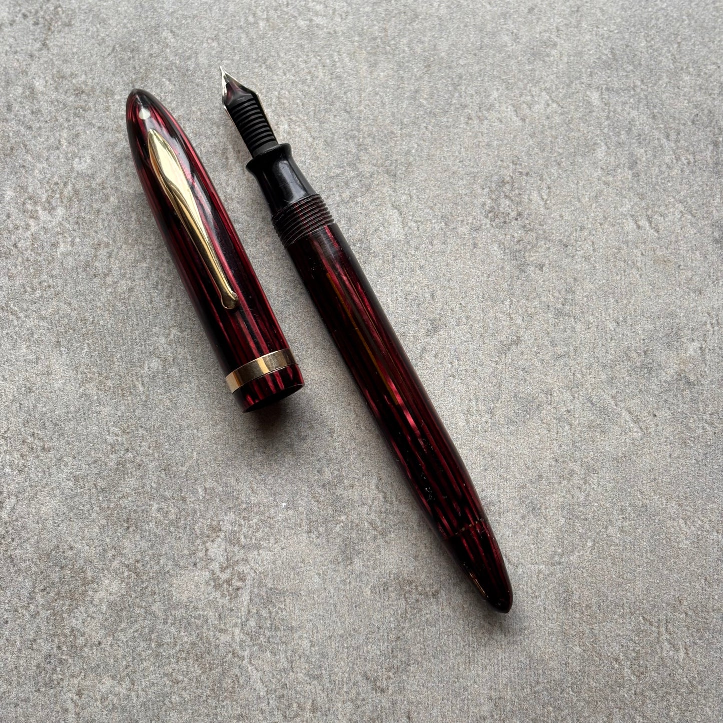 Sheaffer Balance, Full Length Standard Girth, Carmine Red, Restored Vac-fil