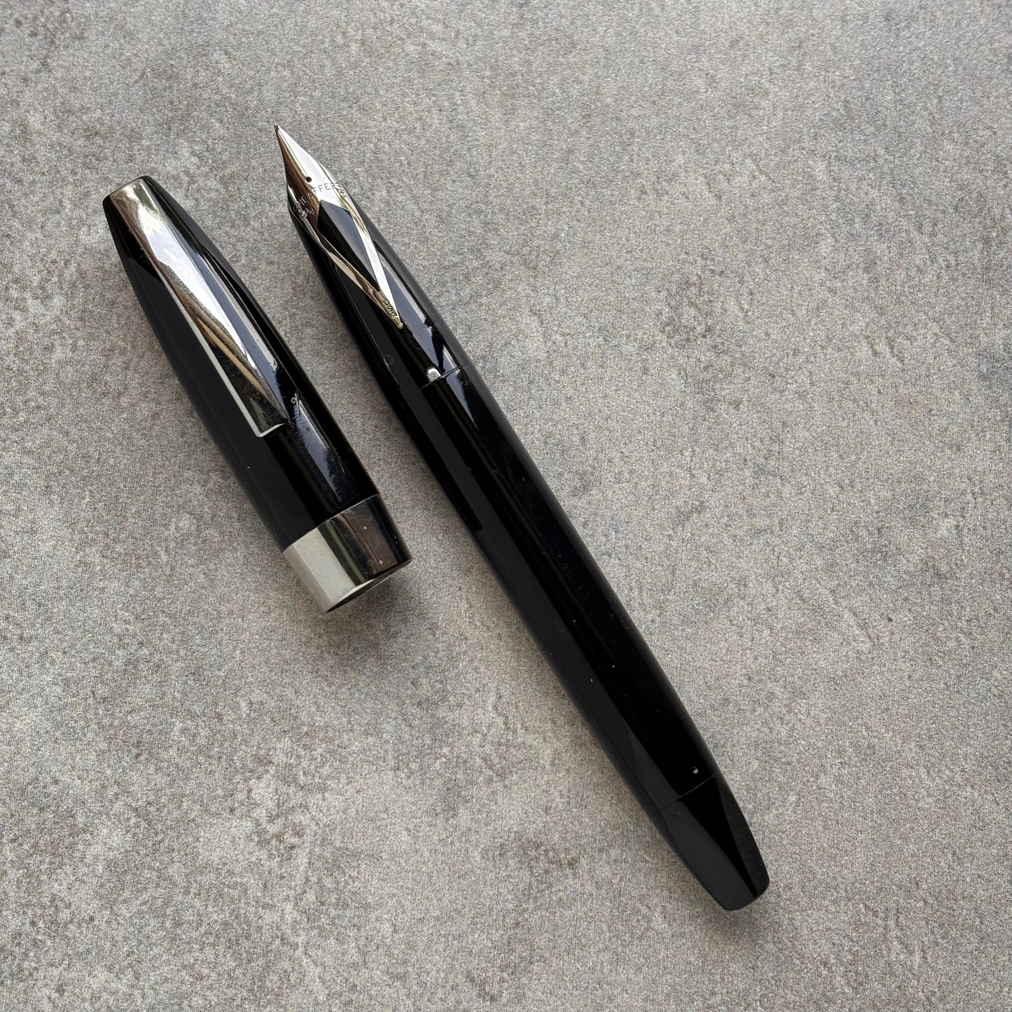 Sheaffer PFM I, Black with Chrome Trim, Fully Restored, PdAg Inlaid Nib