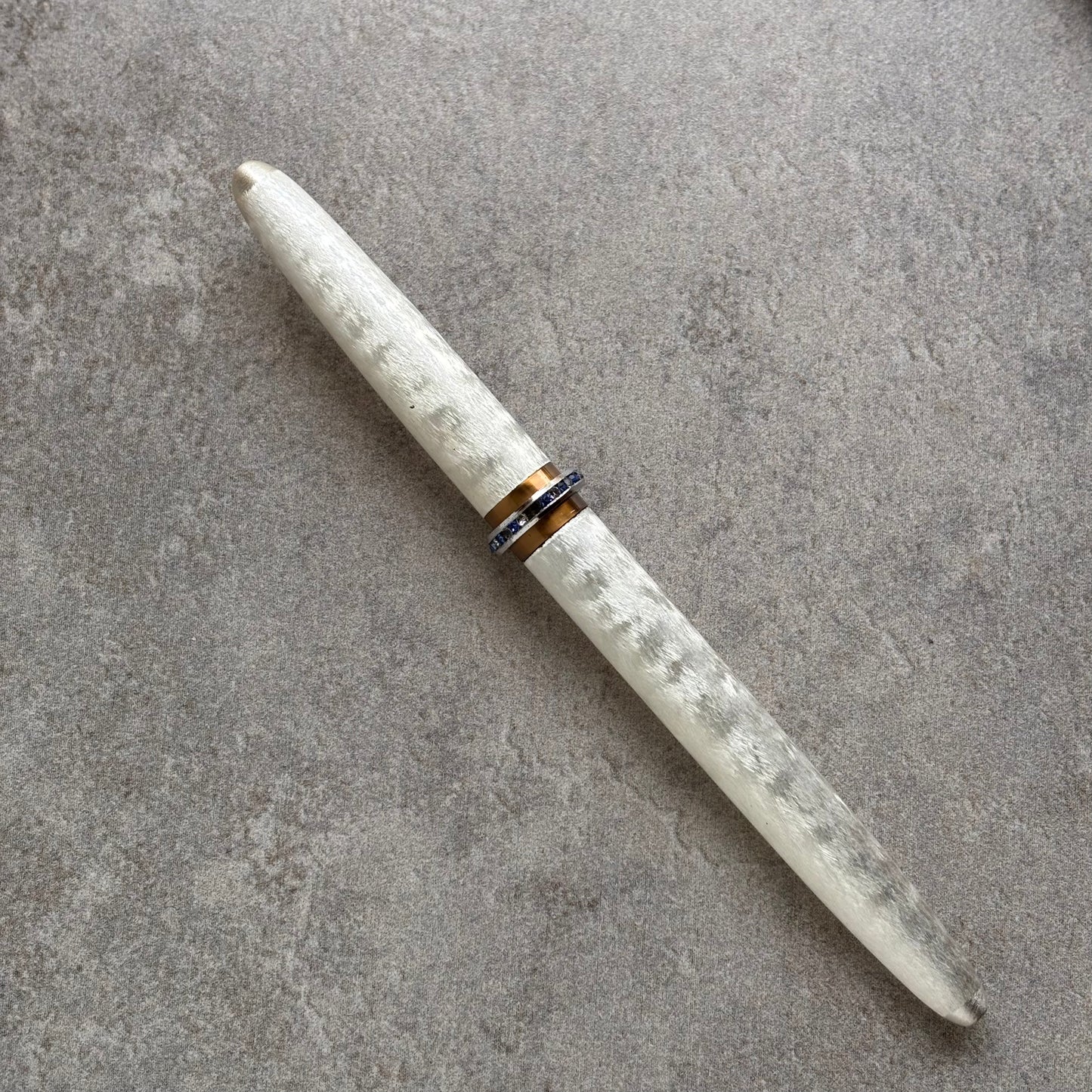 Lady Sheaffer Skripsert XV, Silver Moire with Blue and Clear stones