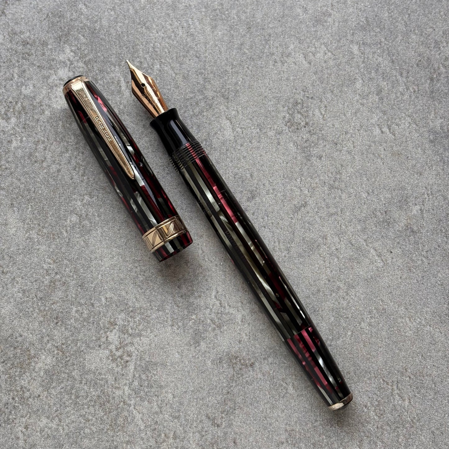 Parker Striped Duofold, Fine 14K nib
