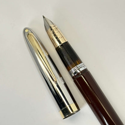 Sheaffer Touchdown; Burnt Umber Brown, Large Two-tone 14K nib.  Ozark Pen Shop   