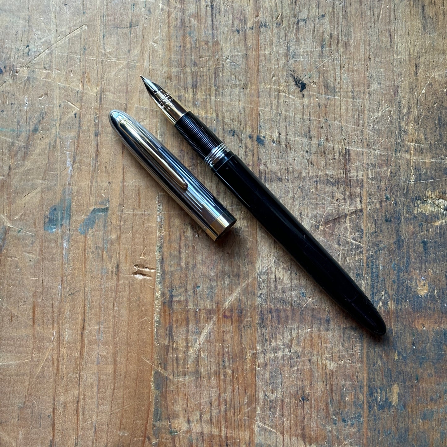 Sheaffer Sentinel Snorkel Fountain Pen, Black, with Two-tone 14K Triumph Nib