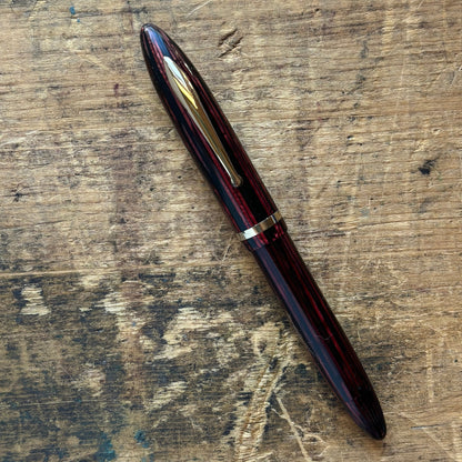 Sheaffer Balance, Carmine Red, Restored Vac-Fil, Two-tone Fine Nib