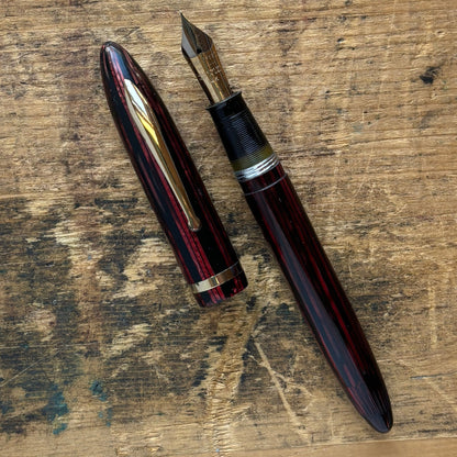 Sheaffer Balance, Carmine Red, Restored Vac-Fil, Two-tone Fine Nib