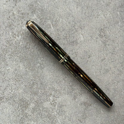 Parker Striped Duofold, JR, Green and Gold