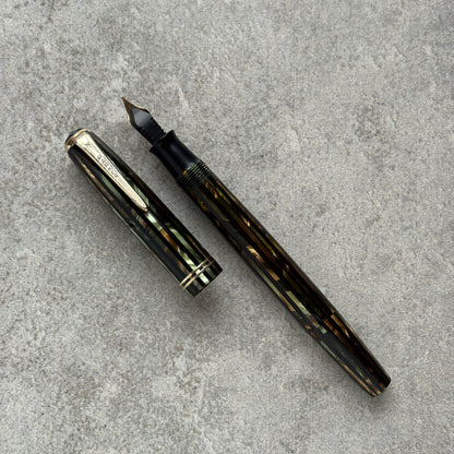 Fountain pen on a gray concrete surface