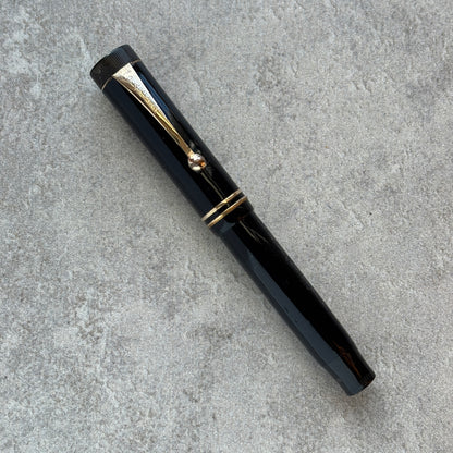 Parker Duofold, JR Fountain Pen, Black, Button Filler