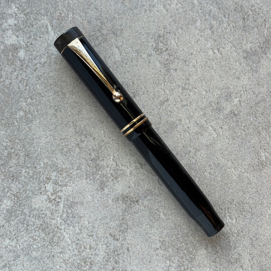 Parker Duofold, JR Fountain Pen, Black, Button Filler