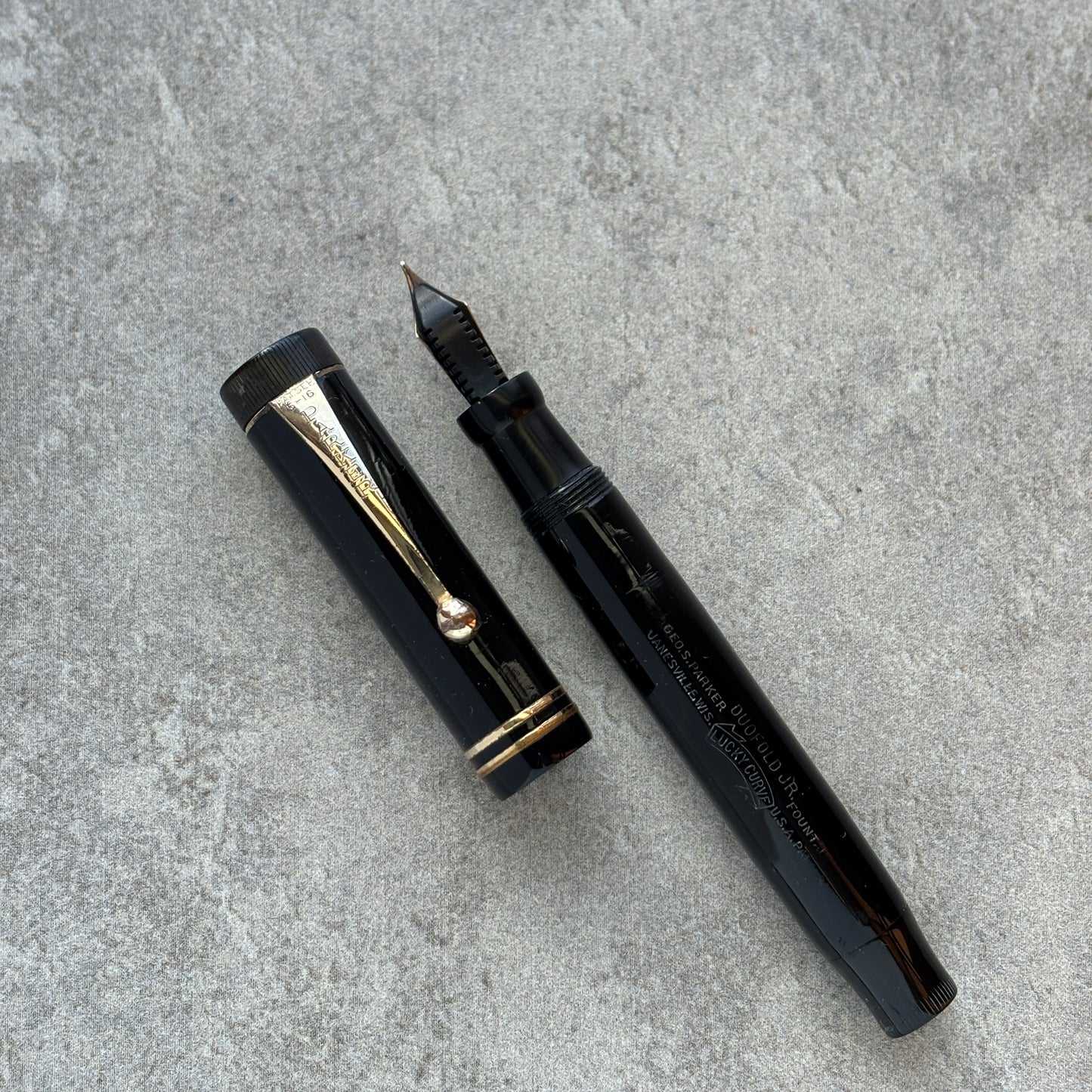 Parker Duofold, JR Fountain Pen, Black, Button Filler