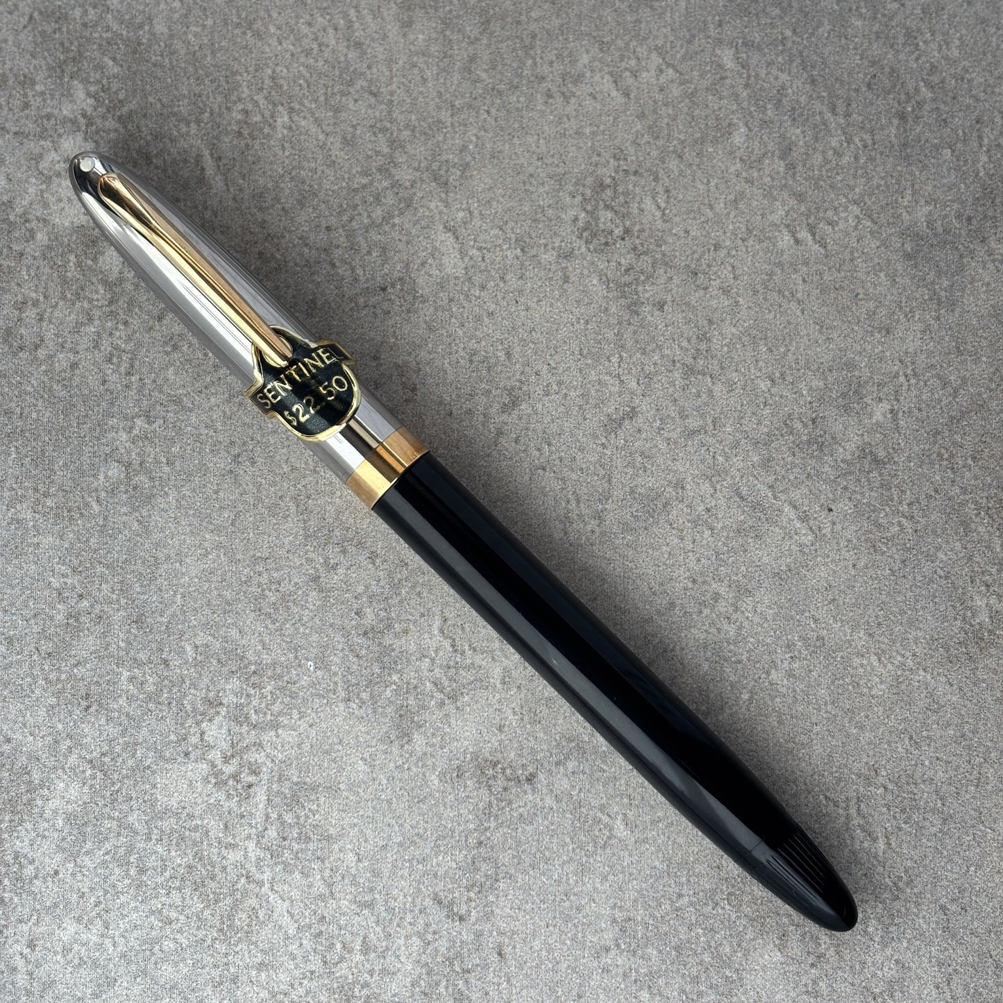 Sheaffer Sentinel Snorkel Fountain Pen, NOS, Black, with Two-tone Cap