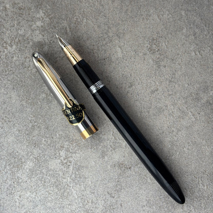 Sheaffer Sentinel Snorkel Fountain Pen, NOS, Black, with Two-tone Cap