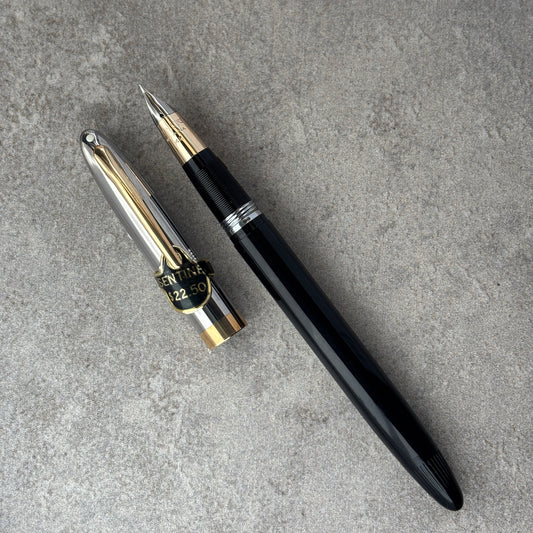 Sheaffer Sentinel Snorkel Fountain Pen, NOS, Black, with Two-tone Cap