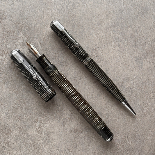 Parker Vacumatic Standard Set, Silver pearl, Fine Nib